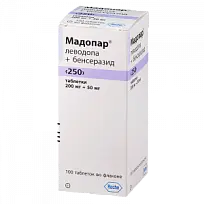 Купить: Мадопар 250 200 мг + 50 мг 100 шт таблетки