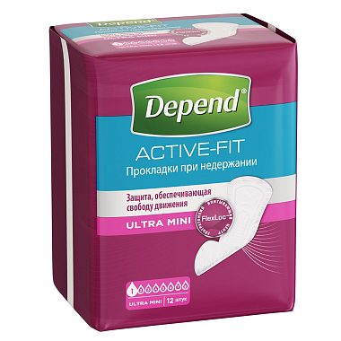 Купить Depend Activ Fit Ultra Mini 12 шт прокладки урологические для женщин