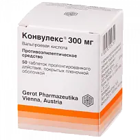 Купить: Конвулекс 300 мг 50 шт таблетки пролонгированного действия покрытые пленочной оболочкой