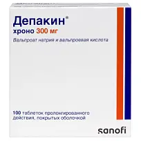 Купить: Депакин Хроно 300 мг 100 шт таблетки покрытые оболочкой пролонгированного действия