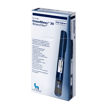 Купить НовоМикс 30 ФлексПен 100 МЕ/мл 3 мл 5 шт суспензия для подкожного введения картриджи