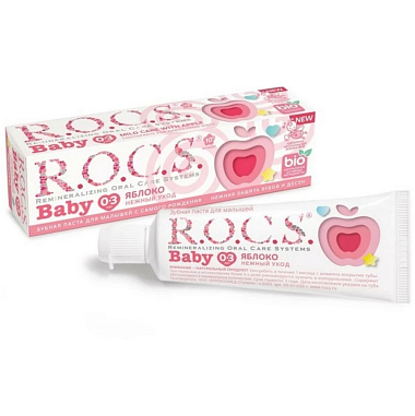 Купить Rocs Baby 45 мл паста зубная для детейнежный уход яблоко 0+
