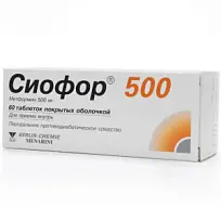 Купить: Сиофор 500 мг 60 шт таблетки покрытые пленочной оболочкой