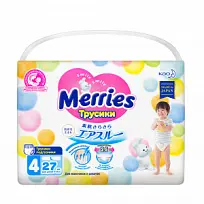Купить: Merries 27 шт трусики-подгузники для детей размер L (9-14 кг)