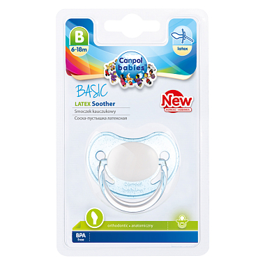 Купить Canpol babies basic 1 шт соска-пустышка латексная анатомическая 6-18 мес цвет голубой