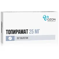 Купить: Топирамат 25 мг 30 шт таблетки покрытые пленочной оболочкой