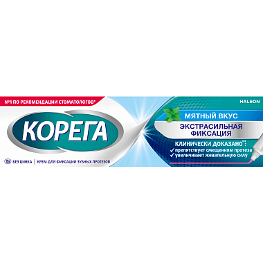 Купить Корега Экстра Сильный 40 г крем для фиксации зубных протезов мятный вкус