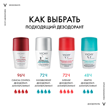 Купить Vichy 50 мл 2 шт дезодорант шариковый регулирующий избыточное потоотделение 48 ч