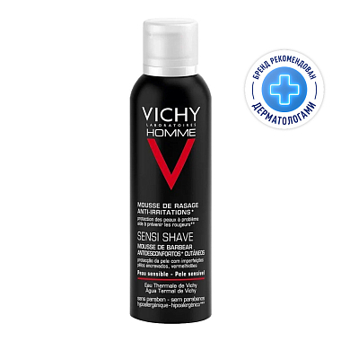 Купить Vichy Homme 200 мл пена для бритья для мужчин против раздражения кожи с термальной водой