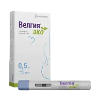 Купить: Велгия Эко 0,5 мг/доз 0,5 мл 4 шт раствор для подкожного введения шприц в автоинжекторе