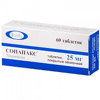 Купить: Сонапакс 25 мг 60 шт таблетки покрытые оболочкой