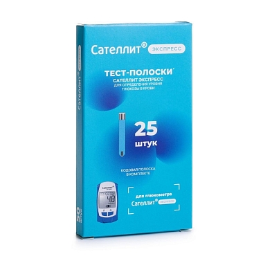 Купить Сателлит Экспресс 25 шт тест-полоски для глюкометра ПКГЭ-03