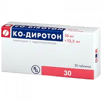 Купить: Ко-Диротон 12,5 мг + 10 мг 30 шт таблетки