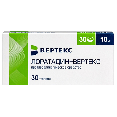 Купить Лоратадин-Вертекс 10 мг 30 шт таблетки