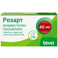 Купить: Розарт 40 мг 90 шт таблетки покрытые пленочной оболочкой