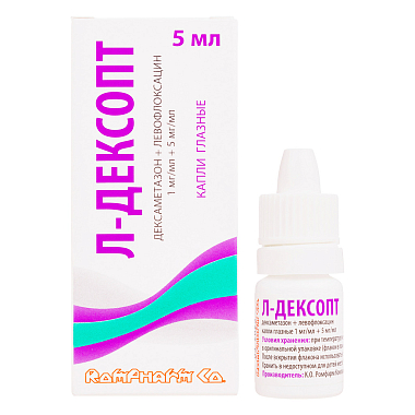 Купить Л-Дексопт 1 мг/мл + 5 мг 5 мл 1 шт капли глазные