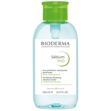 Купить Bioderma Sebium H2O 500 мл вода мицеллярная очищающая флакон-помпа