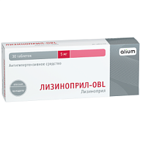 Купить: Лизиноприл-OBL 5 мг 30 шт таблетки