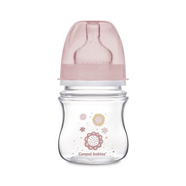 Купить Canpol babies PP EasyStart 120 мл бутылочка с широким горлышком антиколиковая 0+ цвет розовый