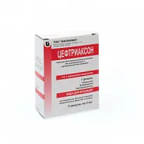 Купить: Цефтриаксон 1 г 1 шт  порошок для приготовления раствора для внутривенного и внутримышечного введения флакон  + 5 мл 2 шт растворитель