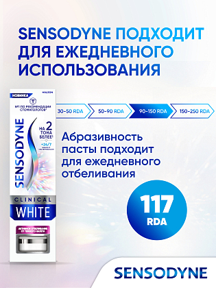 Купить Sensodyne Clinical White Активное отбеливание 75 мл паста зубная от темного налета