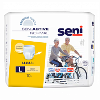 Купить: Seni Active Normal 10 шт подгузники-трусы размер L 5,5 капель