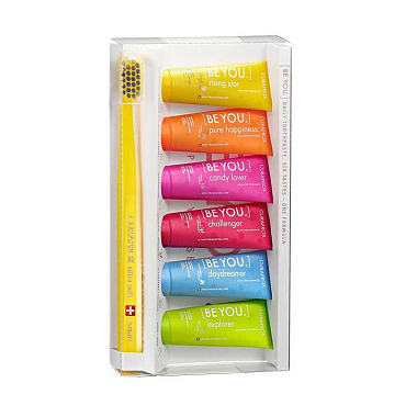 Купить Curaprox Be You Mix set Smart 10 мл 6 шт набор зубных паст 6 вкусов + 1 шт щетка зубная для детей