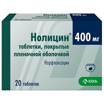 Купить: Нолицин 400 мг 20 шт таблетки покрытые пленочной оболочкой