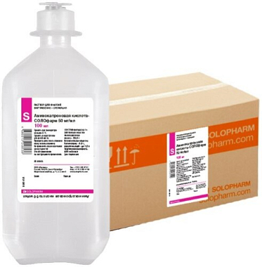 Купить Аминокапроновая Кислота-Солофарм 5 % 100 мл 36 шт раствор для инфузий