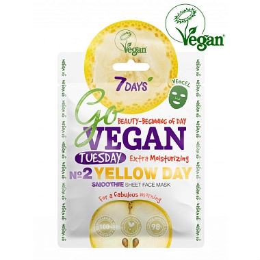 Купить 7 Days Go Vegan маска д/лица тканевая Арт.ВСД180 25г smoothie Tuesday YELLOW DAY Для доброго утречка