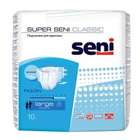 Купить: Seni Super Classic подгузники 10 шт размер L 6 капель