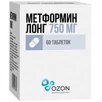 Купить: Метформин-Лонг 750 мг 60 шт таблетки с пролонгированным высвобождением