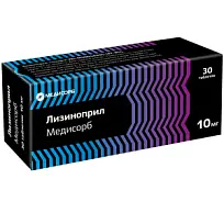 Купить: Лизиноприл Медисорб 10 мг 30 шт таблетки