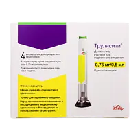 Купить: Трулисити 0,75 мг/0,5 мл 0,5 мл 4 шт раствор для подкожного введения шприцы в шприц-ручках