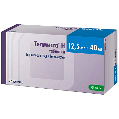 Купить Телмиста Н 12,5 мг + 40 мг 28 шт таблетки