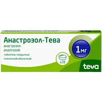 Купить: Анастрозол-Тева 1 мг 28 шт таблетки покрытые пленочной оболочкой