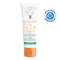 Купить: Vichy Capital Soleil 50 мл крем-уход 3в1 матирующий солнцезащитный  для проблемной и жирной кожи SPF 50+