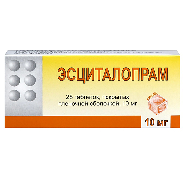 Купить Эсциталопрам 10 мг 28 шт таблетки покрытые пленочной оболочкой