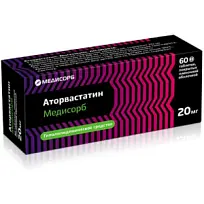 Купить: Аторвастатин Медисорб 20 мг 60 шт таблетки покрытые пленочной оболочкой