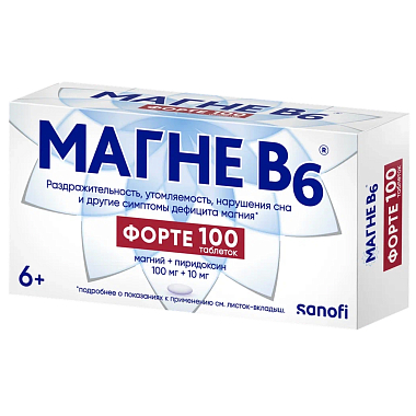 Купить Магне В6 Форте 100 шт таблетки покрытые пленочной оболочкой
