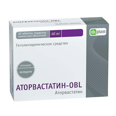 Купить Аторвастатин-OBL таб по 40мг №30