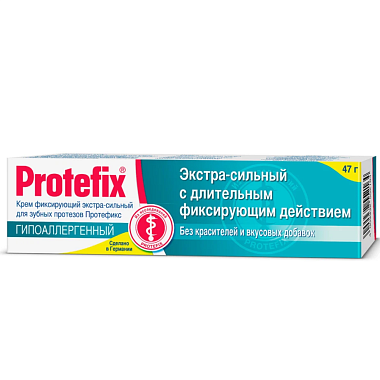 Купить Protefix 40 мл крем фиксирующий для зубных протезов экстра-сильный гипоаллергенный