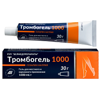 Купить: Тромбогель 1000 1 тыс. МЕ 30 г гель для наружного применения