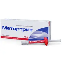 Купить: Метортрит 10 мг/мл 0,75 мл 1 шт раствор для инъекций шприц с иглой