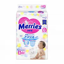 Купить: Merries 64 шт подгузники для детей размер M (6-11 кг)