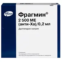 Купить: Фрагмин 2500 МЕ анти-Ха/0,2 мл 10 шт раствор для внутривенного и подкожного введения шприц