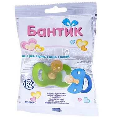 Купить Соска-пустышка классическая латексная бантик с кольцом