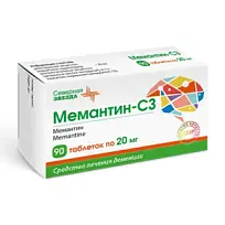 Купить: Мемантин-СЗ 20 мг 90 шт таблетки покрытые пленочной оболочкой 