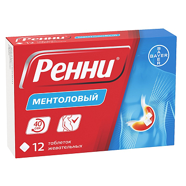 Купить Ренни 12 шт жевательные таблетки ментол
