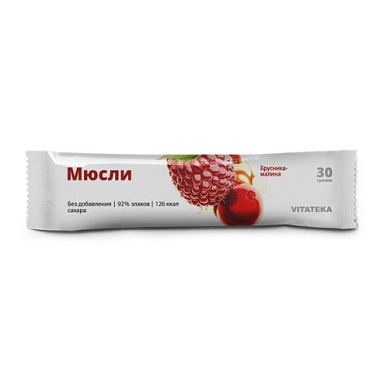 Купить Vitateka 30 г батончик-мюсли бруснично-малиновый
